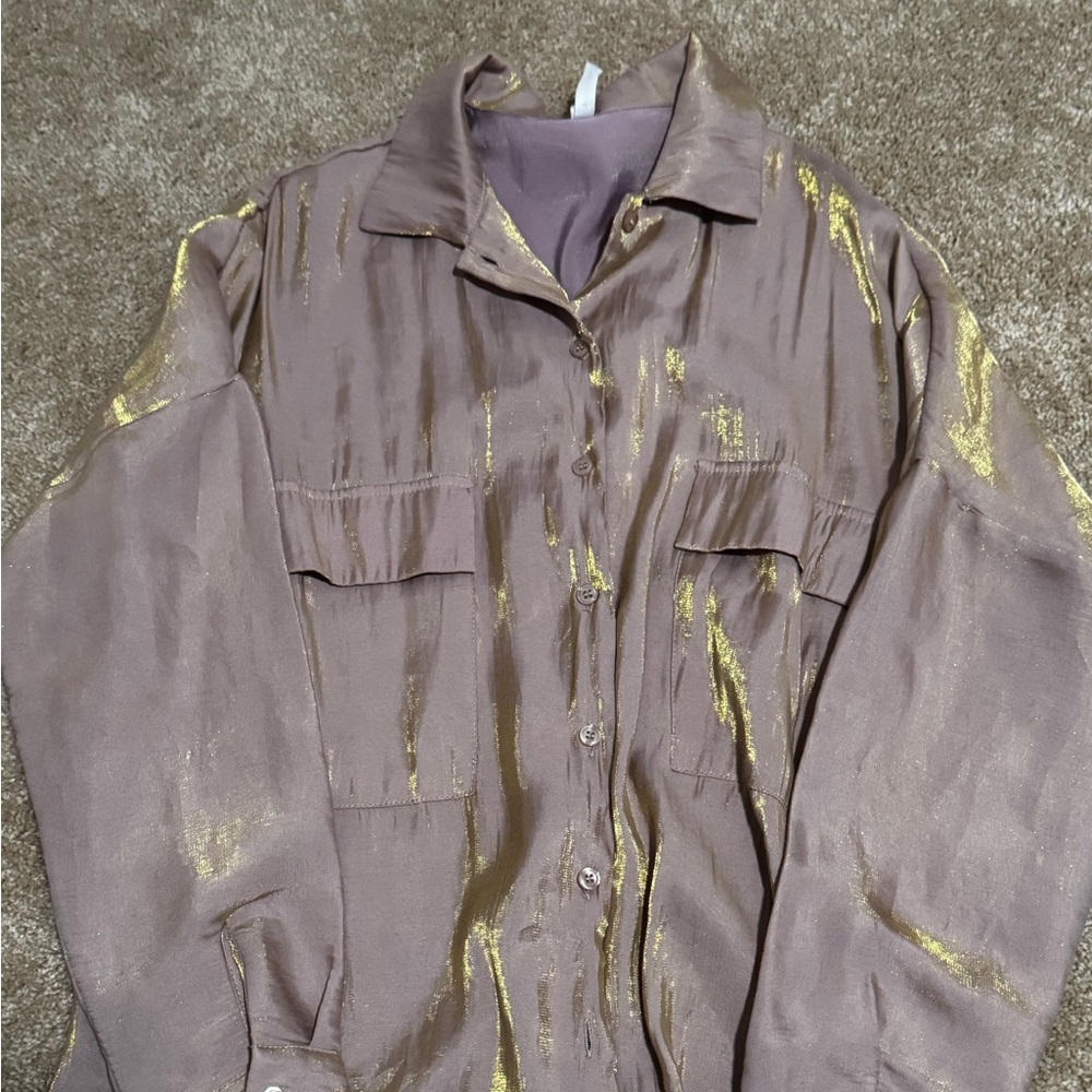 Live 4 Truth Shimmering Gold and Tan Blouse